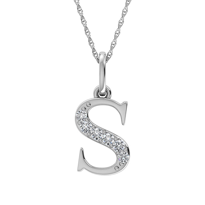 Diamond 1/20 Ct.Tw. Letter S Pendant in 10K White Gold