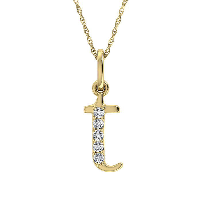 Diamond 1/20 Ct.Tw. Letter T Pendant in 10K Yellow Gold