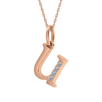 Thumbnail for Diamond 1/20 Ct.Tw. Letter U Pendant in 10K Rose Gold