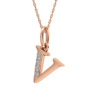 Thumbnail for Diamond 1/20 Ct.Tw. Letter V Pendant in 10K Rose Gold