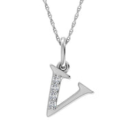 Thumbnail for Diamond 1/20 Ct.Tw. Letter V Pendant in 10K White Gold