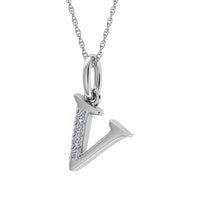 Thumbnail for Diamond 1/20 Ct.Tw. Letter V Pendant in 10K White Gold