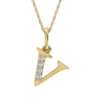 Thumbnail for Diamond 1/20 Ct.Tw. Letter V Pendant in 10K Yellow Gold