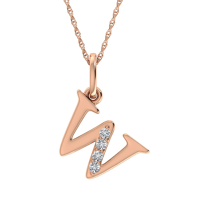 Diamond 1/20 Ct.Tw. Letter W Pendant in 10K Rose Gold