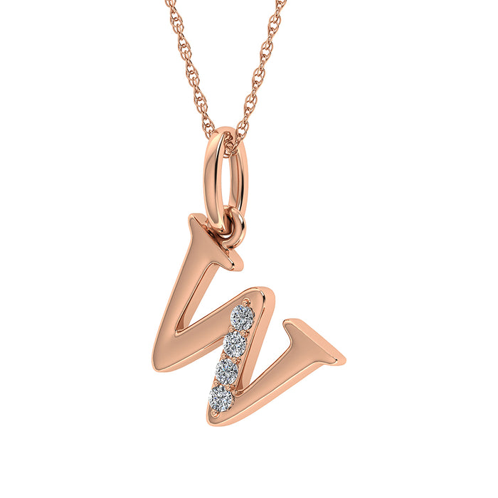 Diamond 1/20 Ct.Tw. Letter W Pendant in 10K Rose Gold