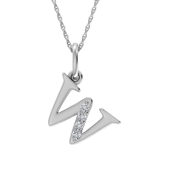 Diamond 1/20 Ct.Tw. Letter W Pendant in 10K White Gold