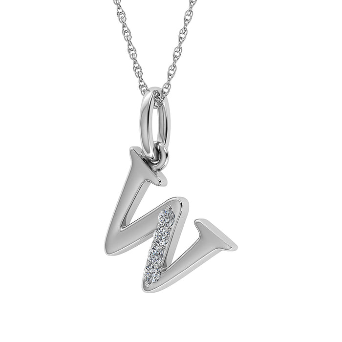 Diamond 1/20 Ct.Tw. Letter W Pendant in 10K White Gold