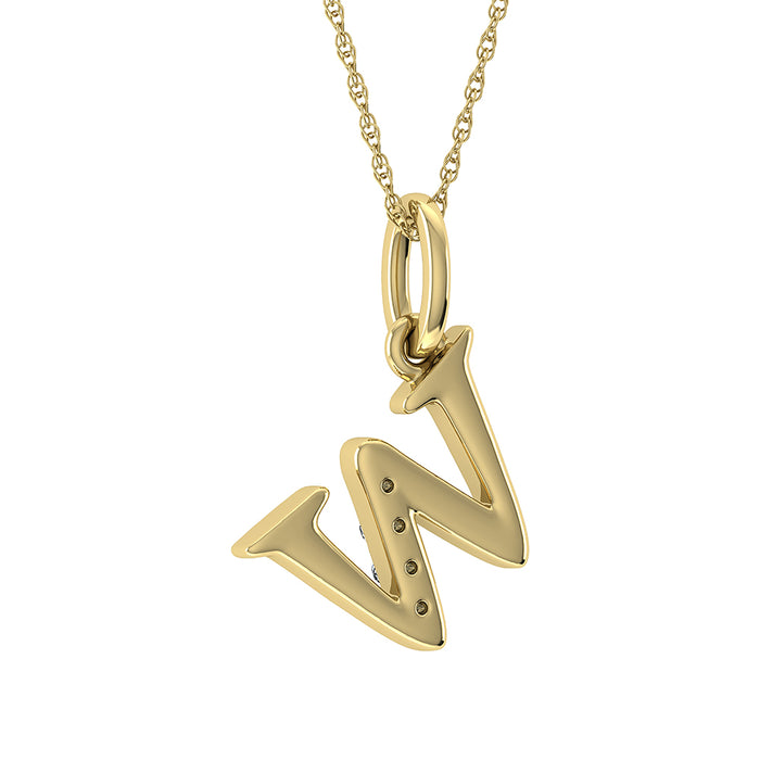 Diamond 1/20 Ct.Tw. Letter W Pendant in 10K Yellow Gold