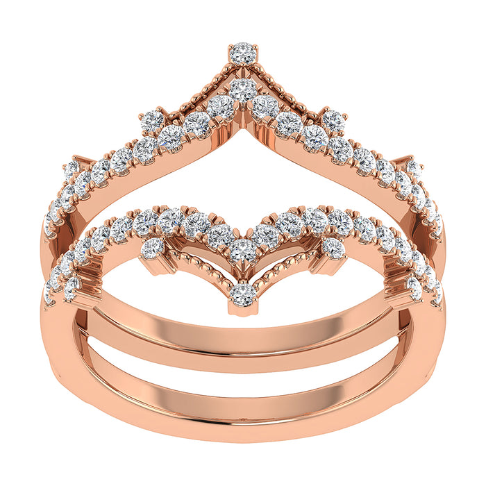 Diamond 1/3 Ct.Tw. Chevron Guard Ring in 14K Rose Gold