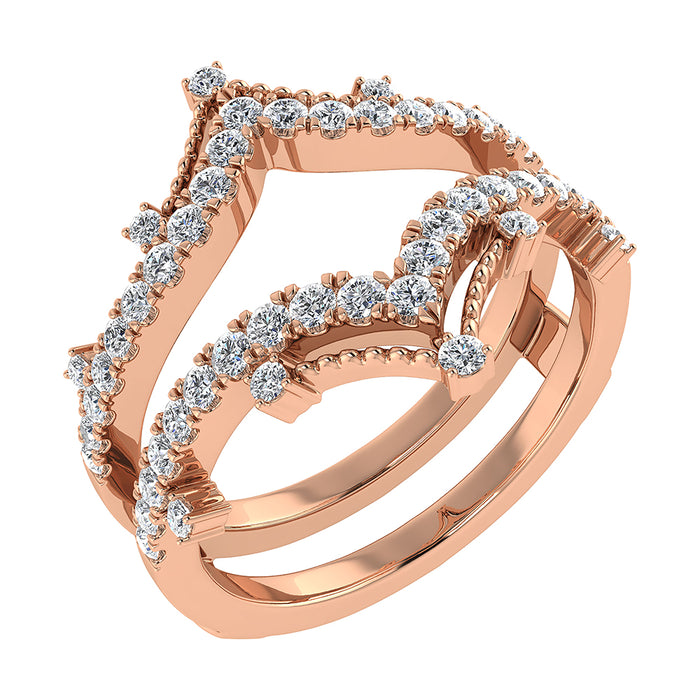 Diamond 1/3 Ct.Tw. Chevron Guard Ring in 14K Rose Gold