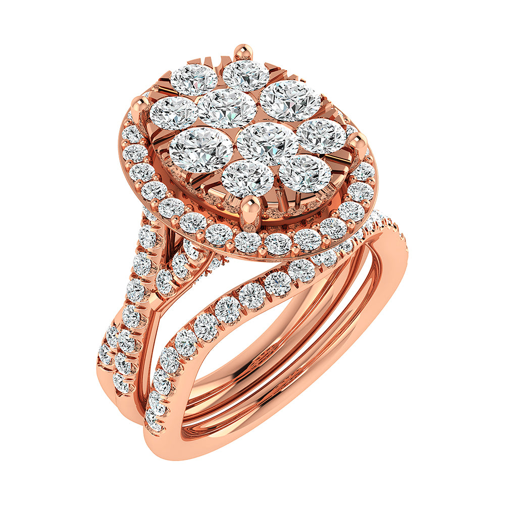 Diamond 2  Ct.Tw. Oval Shape Bridal Ring in 14K White Gold