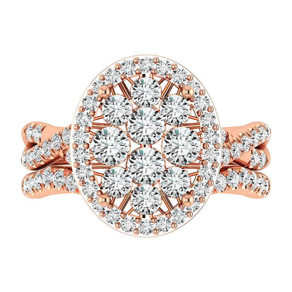 Diamond 2  Ct.Tw. Oval Shape Bridal Ring in 14K White Gold
