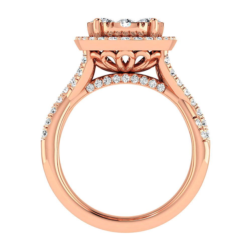 Diamond 2  Ct.Tw. Oval Shape Bridal Ring in 14K White Gold