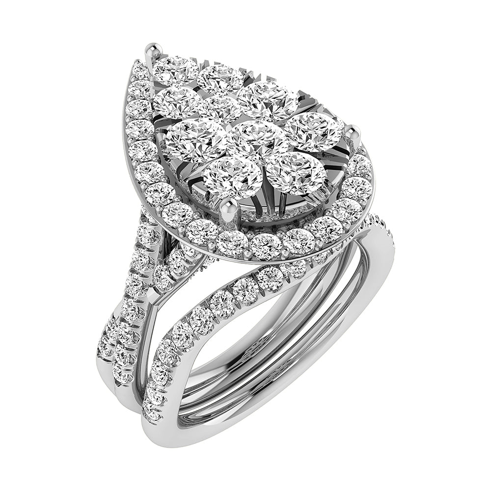 Diamond 2 1/4 Ct.Tw. Pear Shape Bridal Ring in 14K White Gold