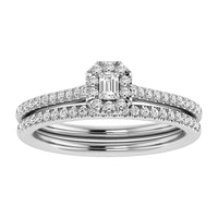 Thumbnail for Emerald and Round Diamond 3/8 Ct.Tw. Bridal Ring in 10K White Gold