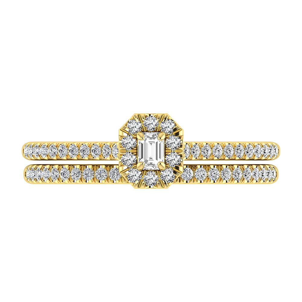 Emerald and Round Diamond 3/8 Ct.Tw. Bridal Ring in 10K Yellow Gold