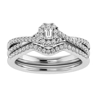 Thumbnail for Emerald and Round Diamond 1/2 Ct.Tw. Bridal Ring in 10K White Gold