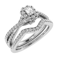 Thumbnail for Emerald and Round Diamond 1/2 Ct.Tw. Bridal Ring in 10K White Gold