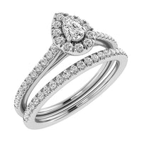 Thumbnail for Pear and Round Diamond 3/8 Ct.Tw. Bridal Ring in 10K White Gold