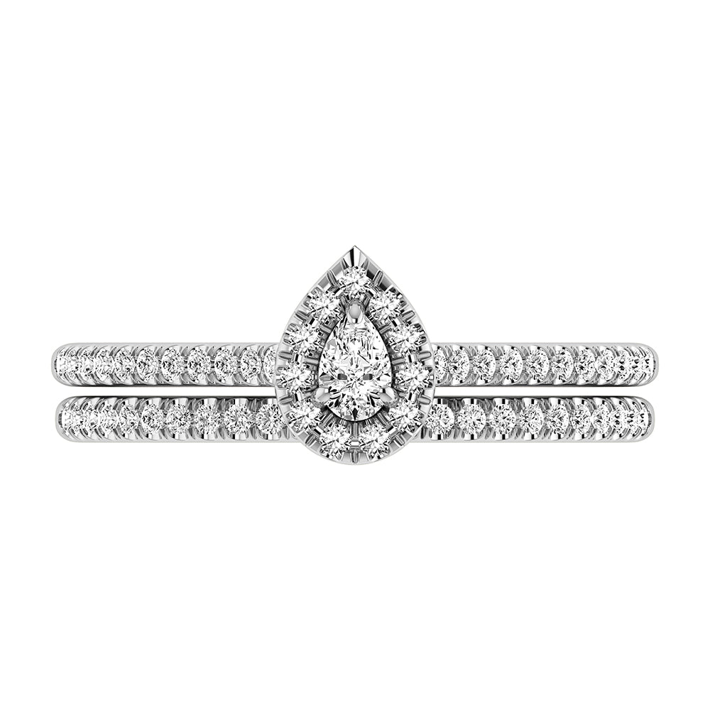 Pear and Round Diamond 3/8 Ct.Tw. Bridal Ring in 10K White Gold