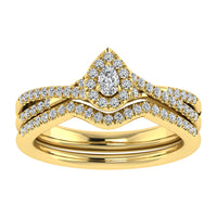 Thumbnail for Pear and Round Diamond 1/2 Ct.Tw. Bridal Ring in 10K Yellow Gold