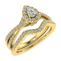 Thumbnail for Pear and Round Diamond 1/2 Ct.Tw. Bridal Ring in 10K Yellow Gold