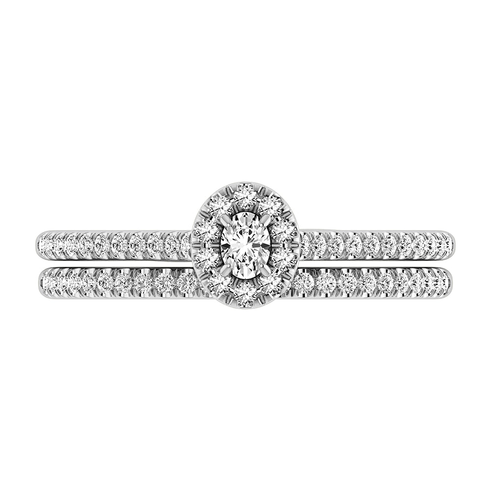 Oval and Round Diamond 3/8 Ct.Tw. Bridal Ring in 10K White Gold