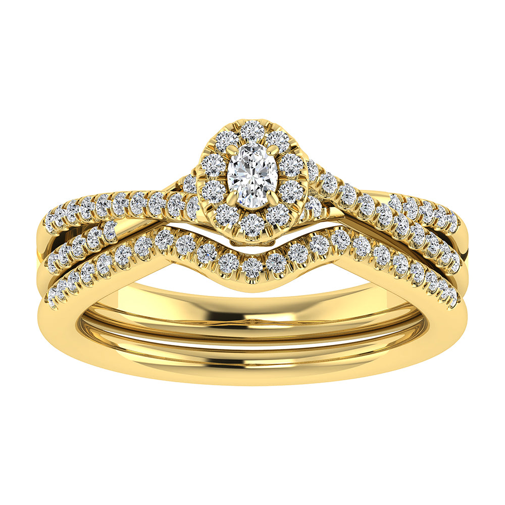 Oval and Round Diamond 1/2 Ct.Tw. Bridal Ring in 10K Yellow Gold