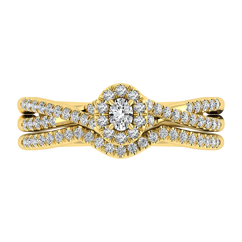 Oval and Round Diamond 1/2 Ct.Tw. Bridal Ring in 10K Yellow Gold