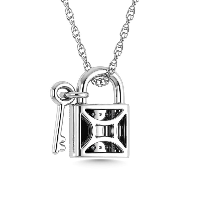 Diamond 1/20 Ct.Tw. Lock and Key Pendant in 925 Silver