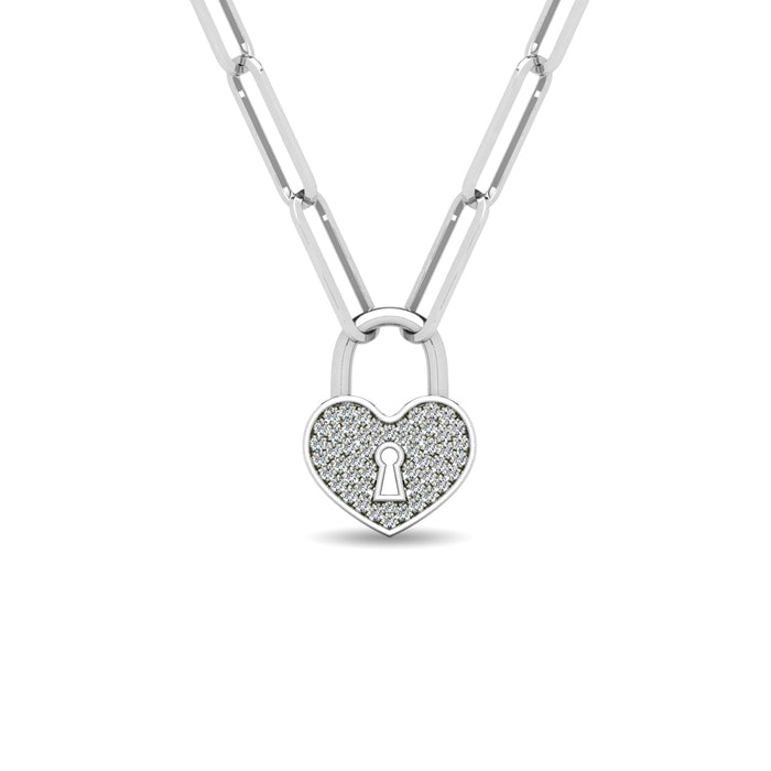 Diamond 1/10 Ct.Tw. Lock Pendant in 925 Silver