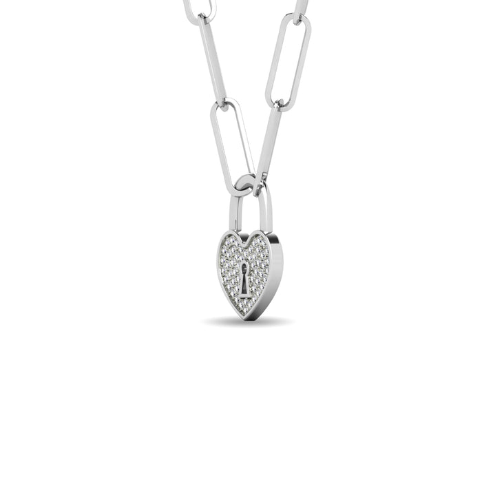 Diamond 1/10 Ct.Tw. Lock Pendant in 925 Silver