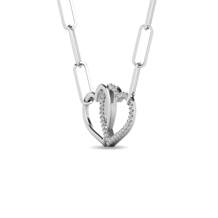 Diamond 1/20 Ct.Tw. Double Heart Pendant in 925 Silver