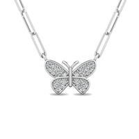 Thumbnail for Diamond 1/10 Ct.Tw. Butterfly Pendant in 925 Silver