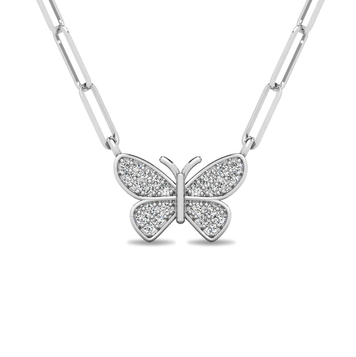 Diamond 1/10 Ct.Tw. Butterfly Pendant in 925 Silver
