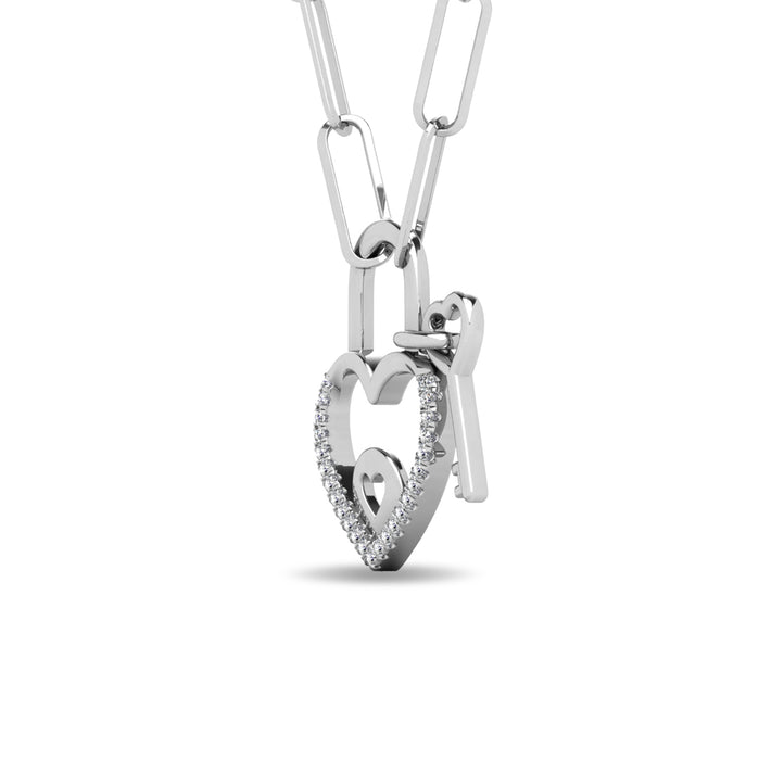 Diamond 1/20 Ct.Tw. Lock Pendant in 925 Silver