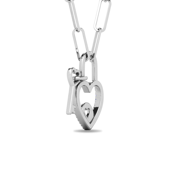 Diamond 1/20 Ct.Tw. Lock Pendant in 925 Silver