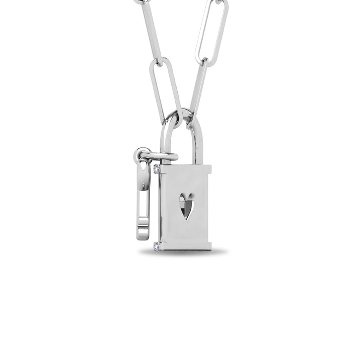 Diamond 1/20 Ct.Tw. Lock Pendant in 925 Silver