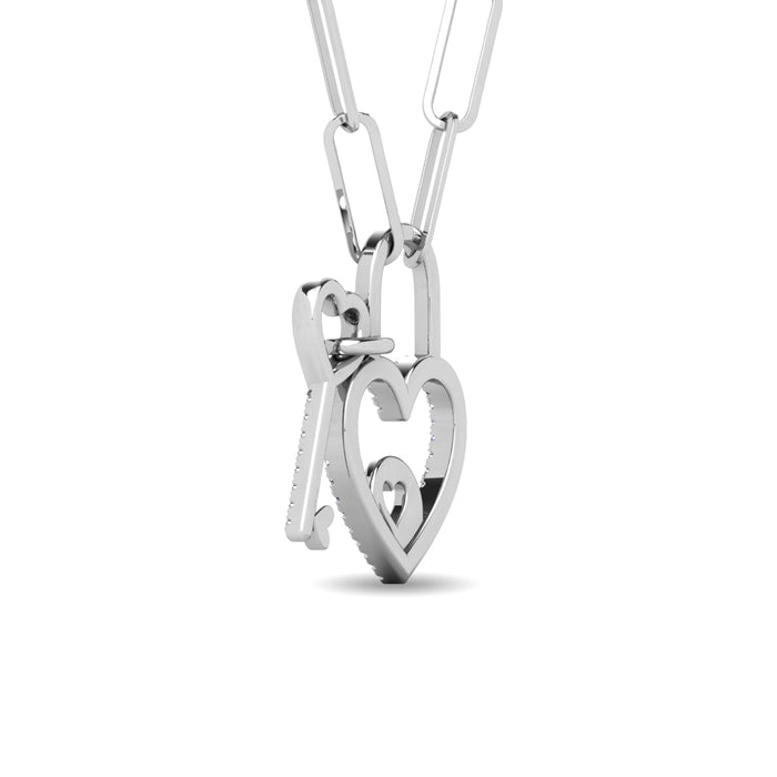 Diamond 1/6 Ct.Tw. Lock and Key Pendant in 10K White Gold