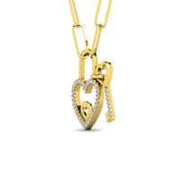 Thumbnail for Diamond 1/6 Ct.Tw. Lock and Key Pendant in 10K Yellow Gold
