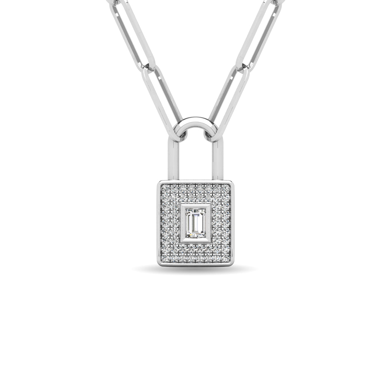 Diamond 1/5 Ct.Tw. Lock Pendant in 10K White Gold