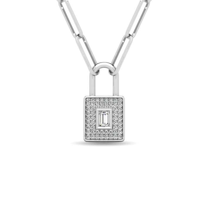 Diamond 1/5 Ct.Tw. Lock Pendant in 10K White Gold