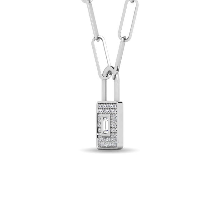 Diamond 1/5 Ct.Tw. Lock Pendant in 10K White Gold