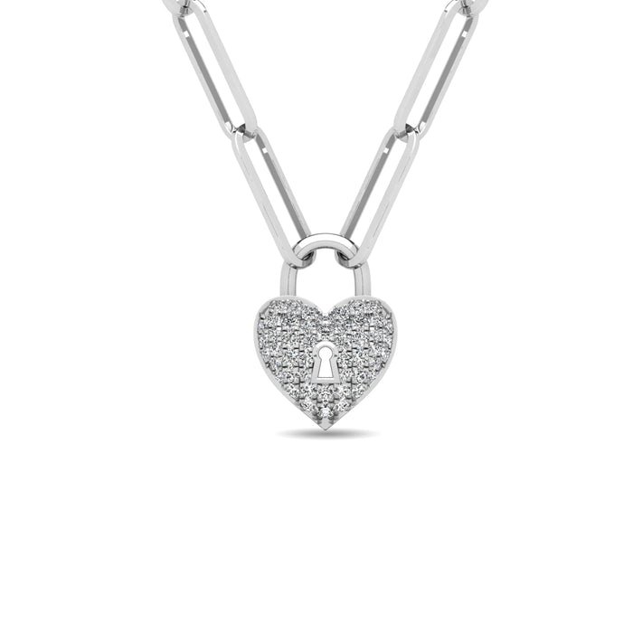 Diamond 1/8 Ct.Tw. Lock Pendant in 10K White Gold