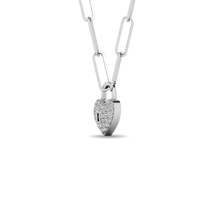 Diamond 1/8 Ct.Tw. Lock Pendant in 10K White Gold