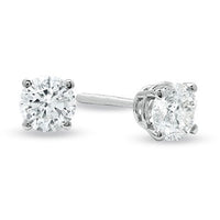 Thumbnail for LADIES SOLITAIRE STUD EARRING 1/2 CT ROUND DIAMOND 14K WHITE GOLD (EXCELLENT QUALITY)