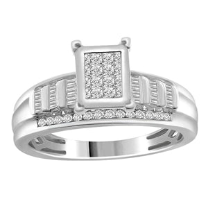 LADIES RING 1/2 CT ROUND/PRINCESS/BAGUETTE DIAMOND SILVER