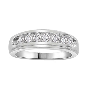 MEN'S BAND 3/4 CT ROUND DIAMOND 10K WHITE GOLD