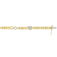 Thumbnail for LADIES HEART BRACELET 1/5 CT ROUND DIAMOND SILVER YELLOW PLATED