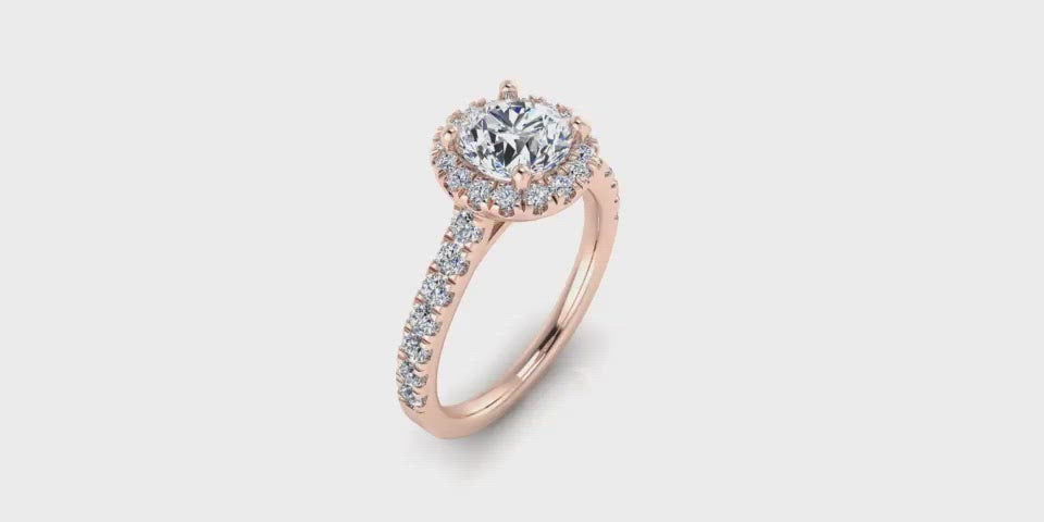 One Carat Round Brilliant Halo Diamond Engagement Ring-Angelucci Jewelry